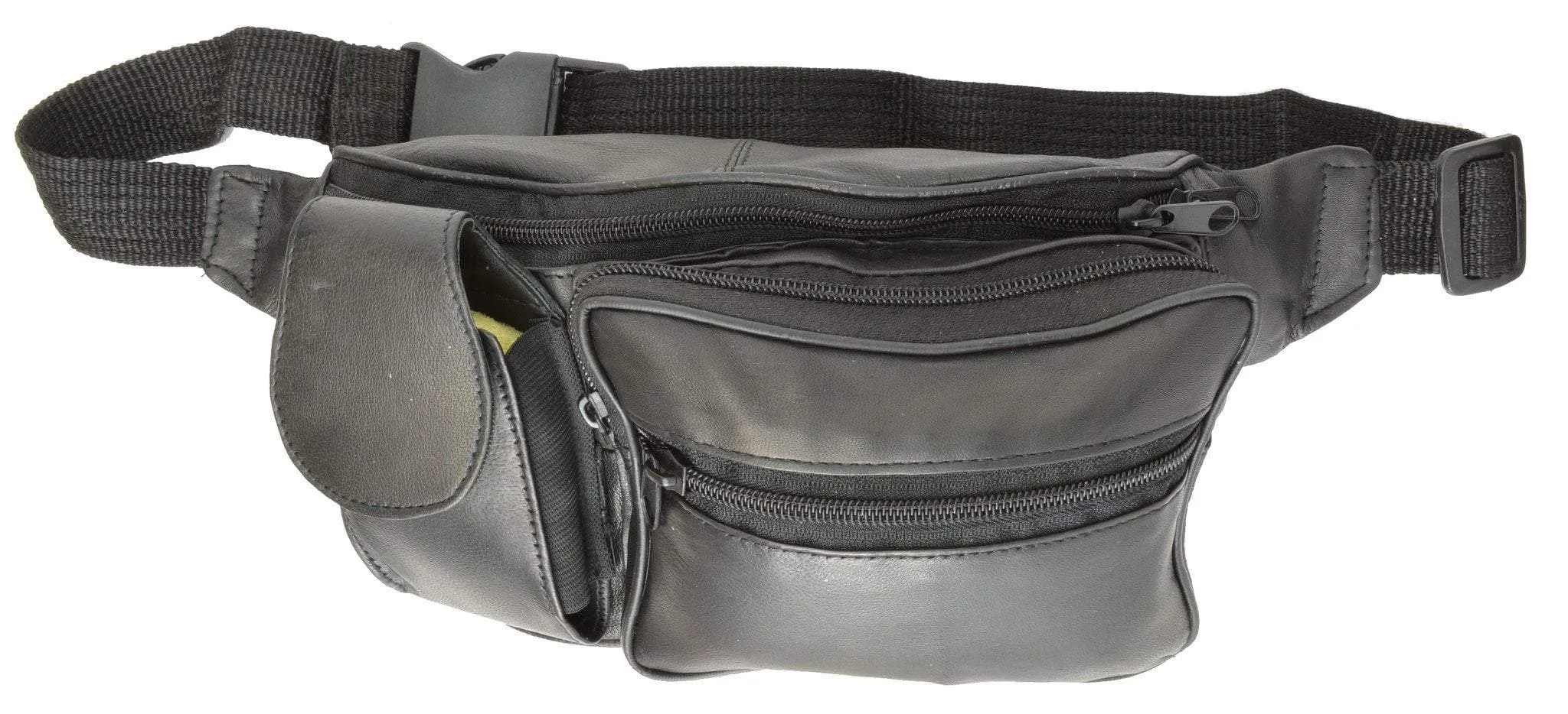 Unisex Design Genuine Soft Leather Travel Fanny Pack with Cellphone Pouch 305 (C)