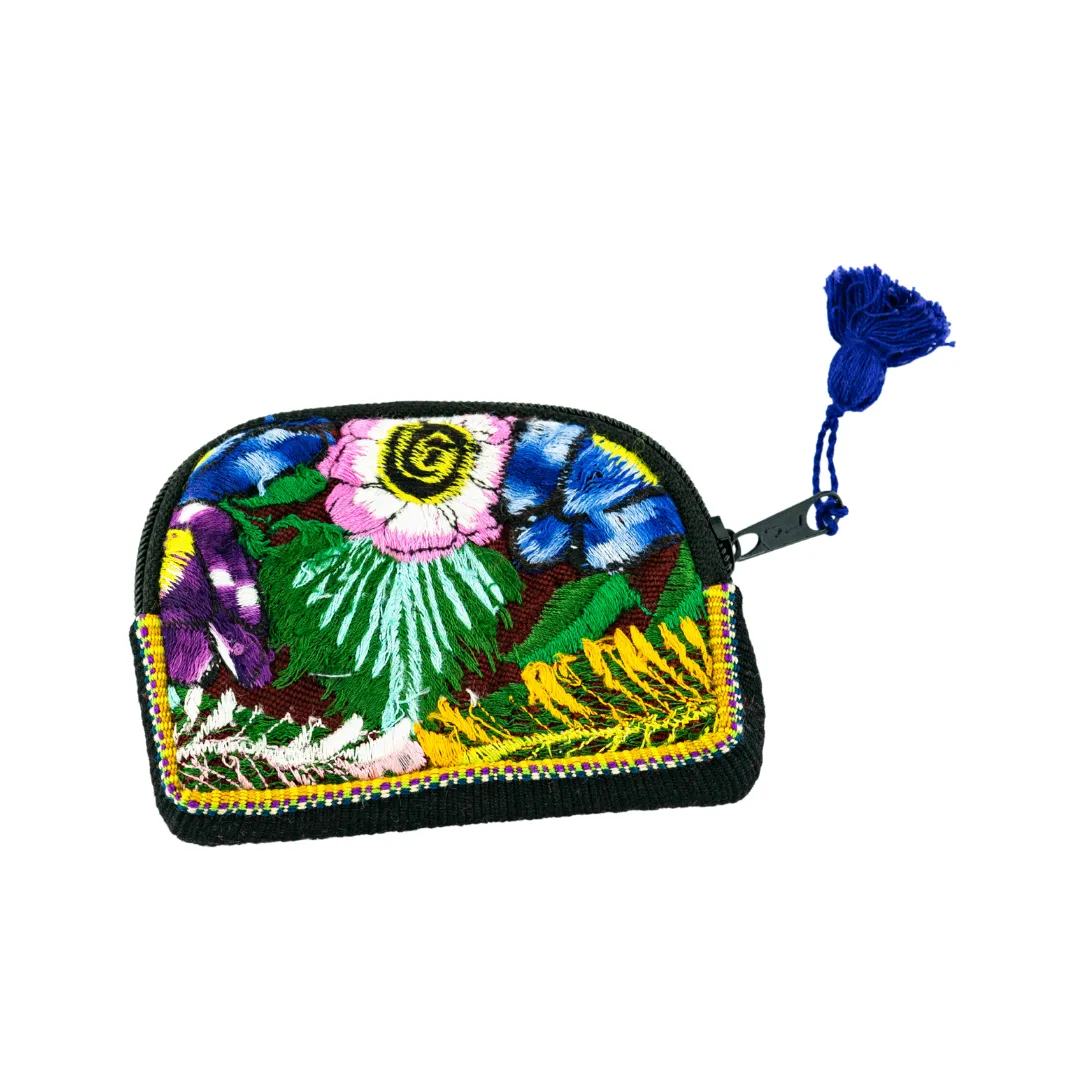 Up-cycled Half Moon Huipil Cosmetic Padded Bag with Tassel - Guatemala