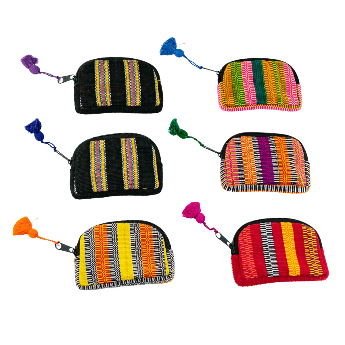 Up-cycled Half Moon Huipil Cosmetic Padded Bag with Tassel - Guatemala