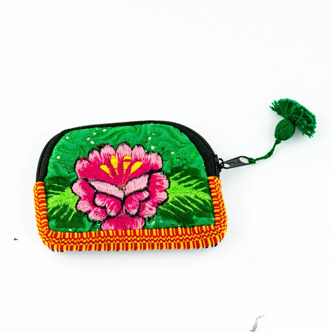 Up-cycled Half Moon Huipil Cosmetic Padded Bag with Tassel - Guatemala