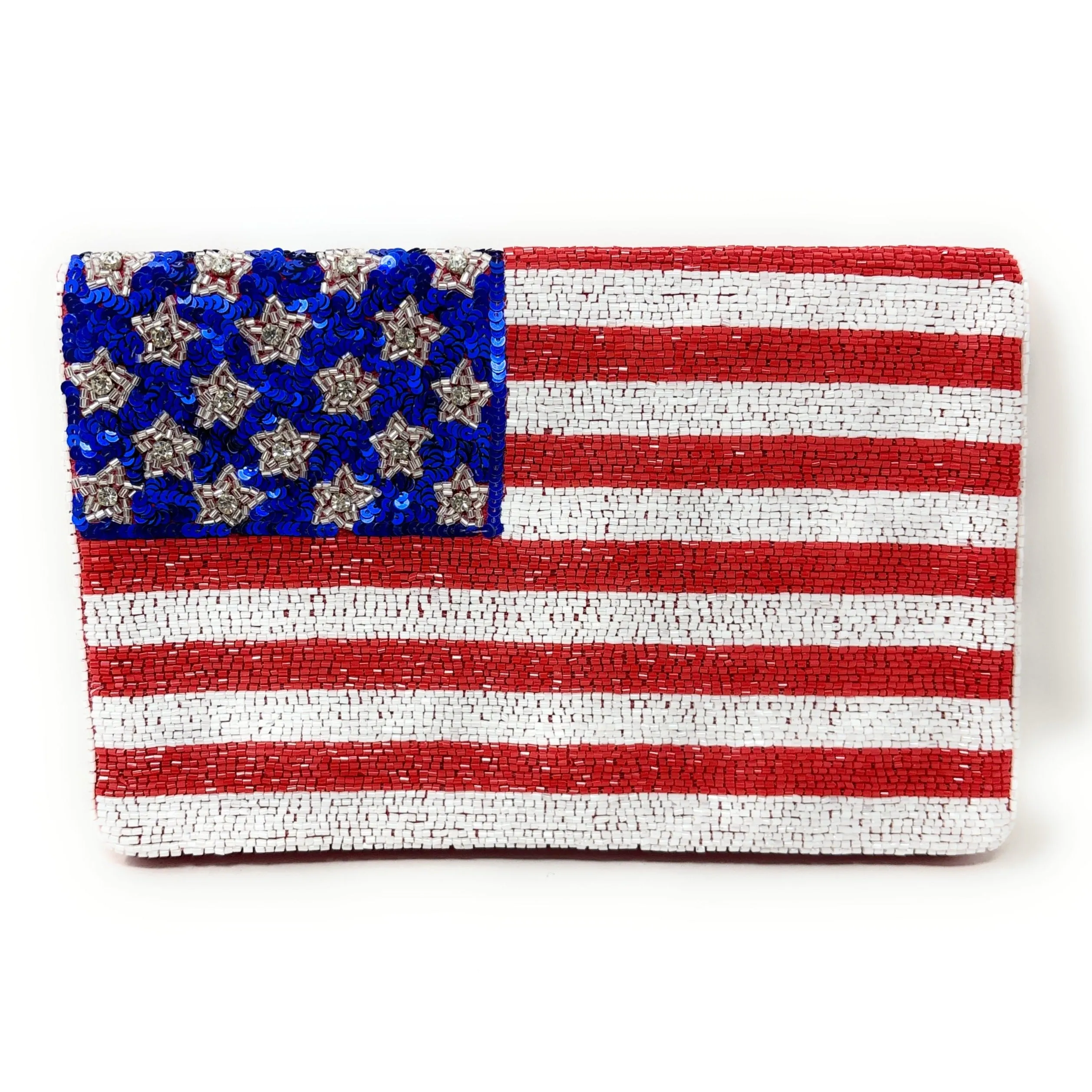 USA Patriotic Beaded Clutch Purse