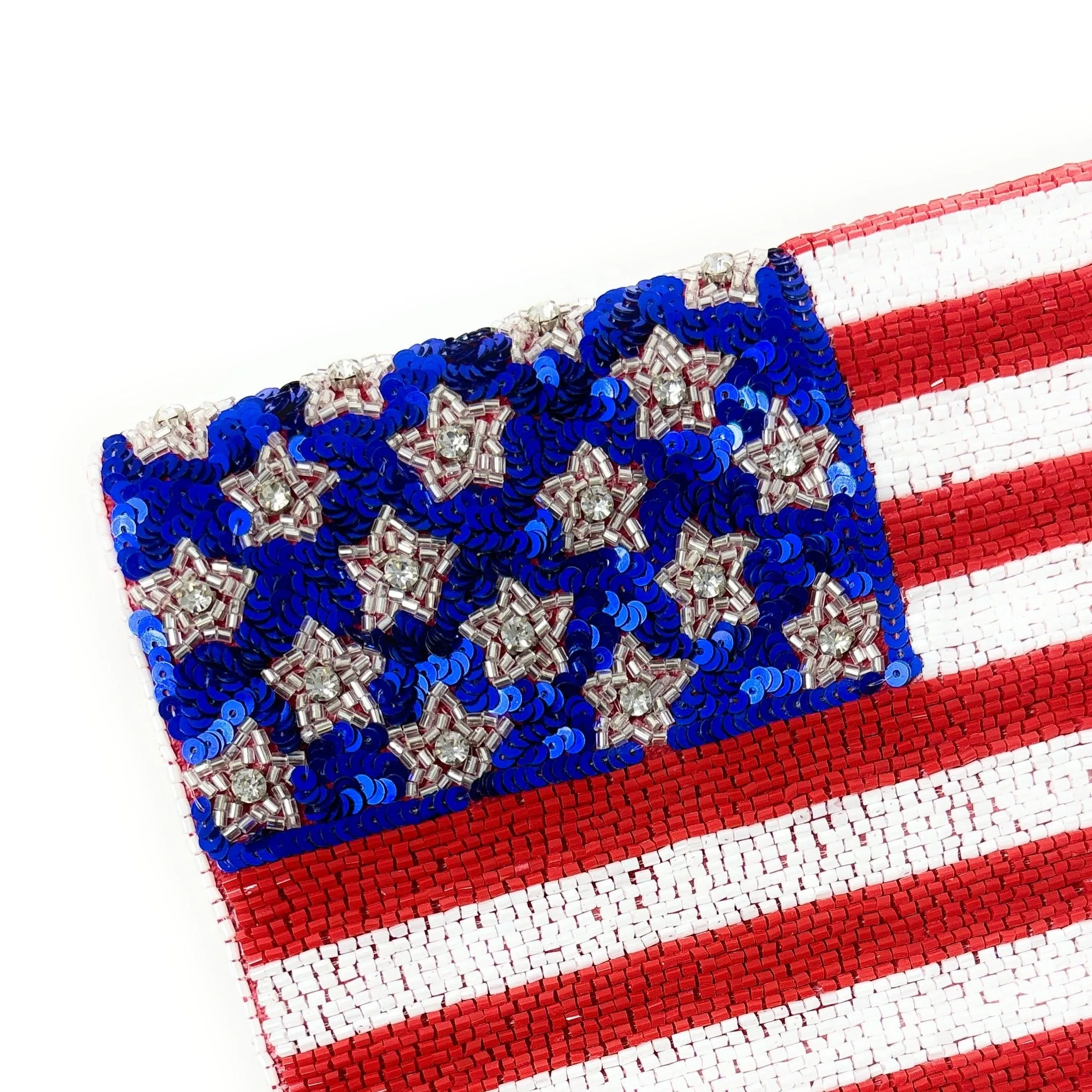 USA Patriotic Beaded Clutch Purse