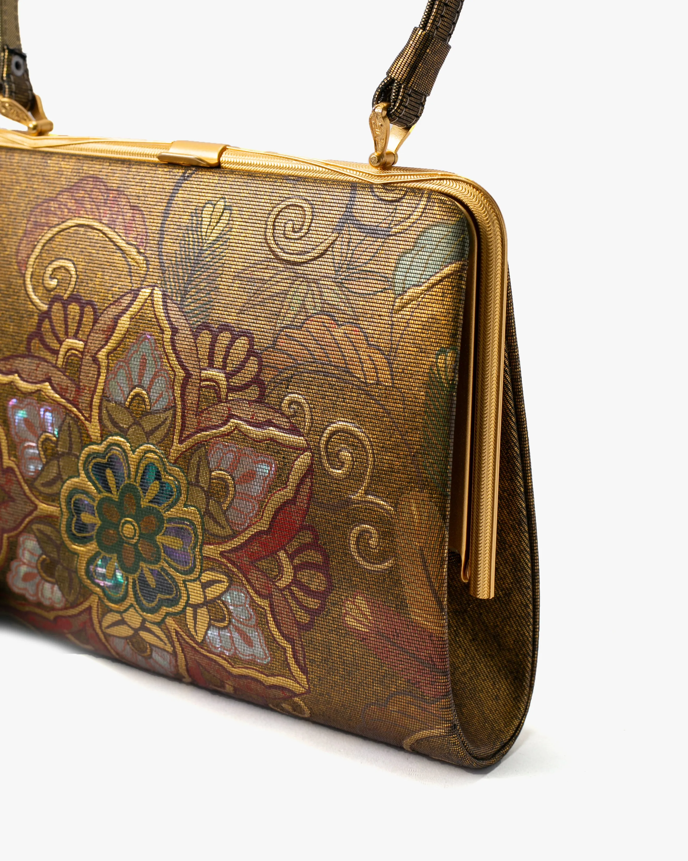 Vintage Bag, Purse, Gold Flowers