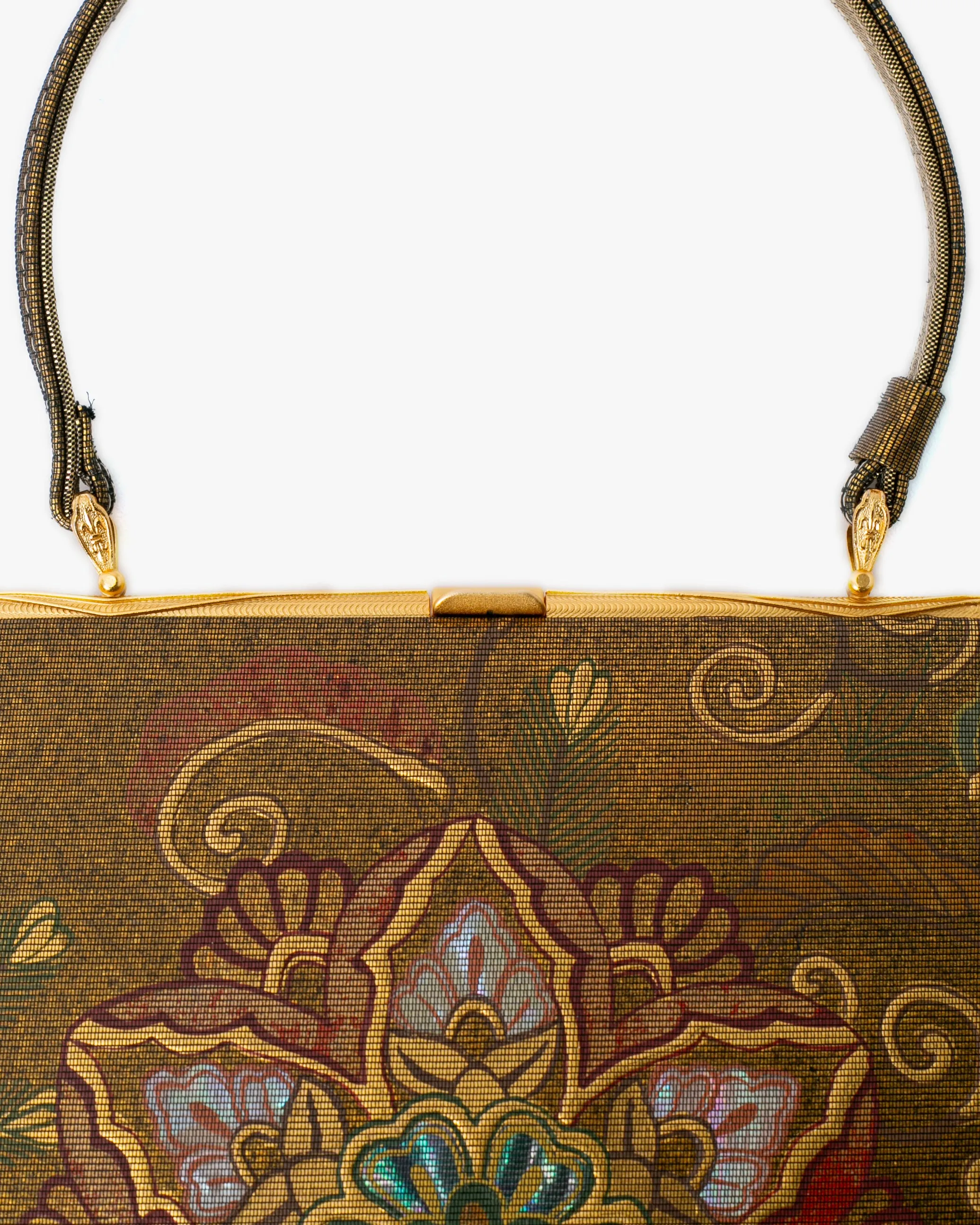 Vintage Bag, Purse, Gold Flowers