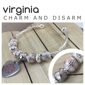 Virginia Pink Silver Plated Medical Alert Bracelet - Handmade to Order