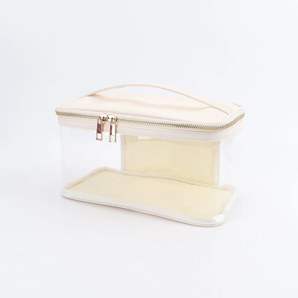 Waterproof Clear PVC Zipper Toiletry Cosmetic Bag With Handle - Assorted Colors