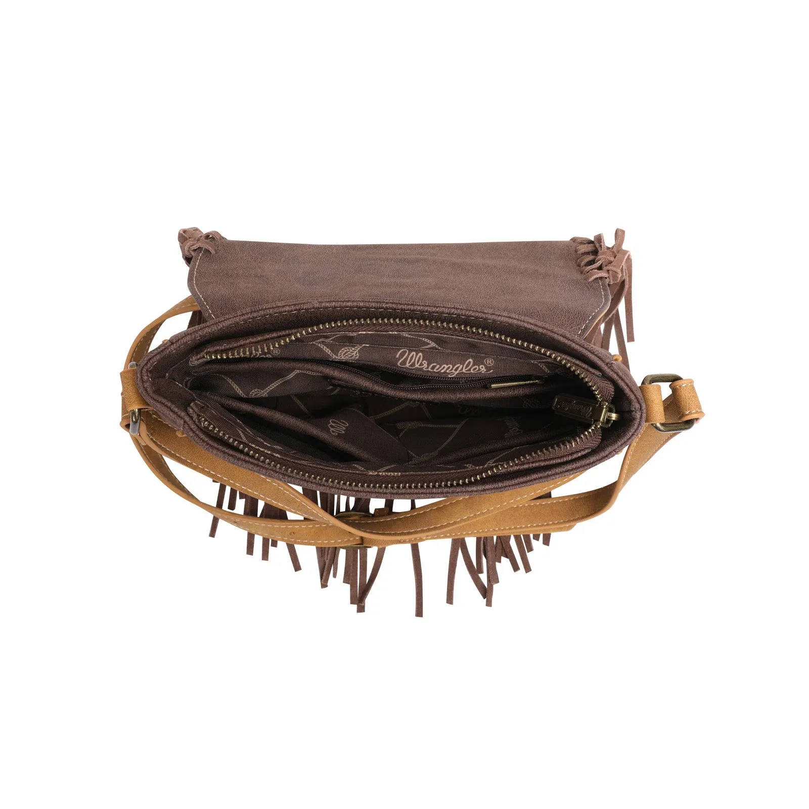 WG10-8360 Wrangler Hair-On Cowhide Fringe Crossbody（Wrangler by Montana West）- Red