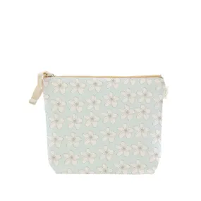 White Plumeria Cosmetic Bag, Large