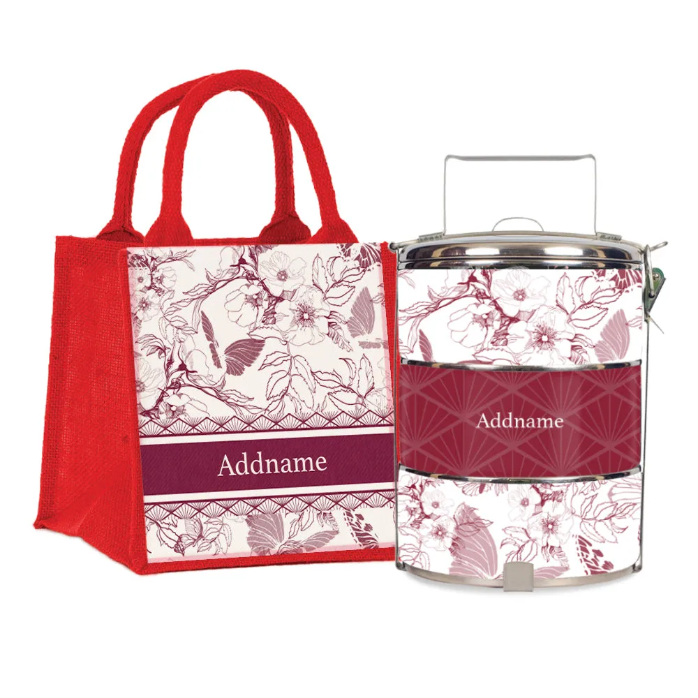 Wild Rose Artline Series 3-Tier Standard Small 12cm Tiffin Carrier [FREE Custom Add Name]