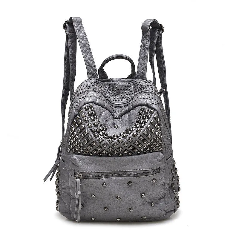 Women Backpacks Washed Leather Backpacks Lady Girls Travel Women Bags Rivet Backpacks Student School Bag