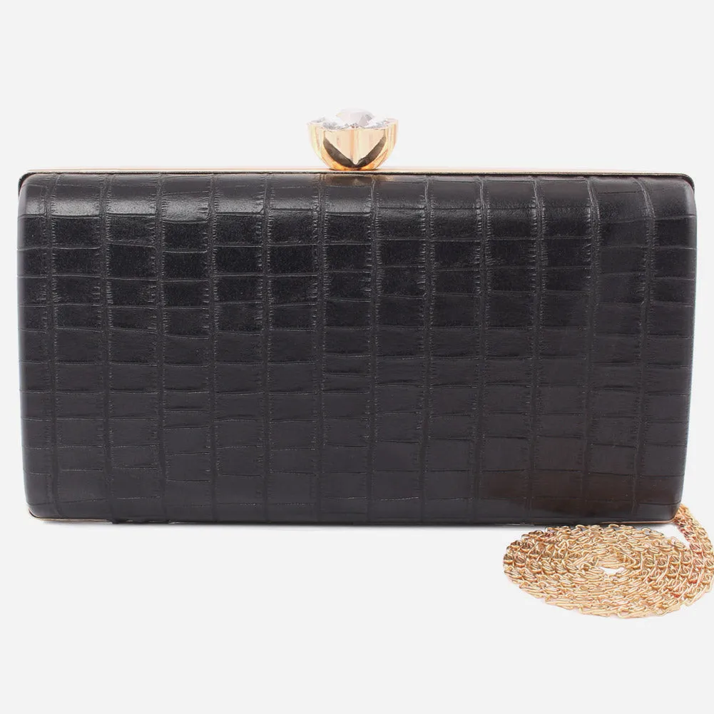 Women "Delly" patent chain strap clutch bag