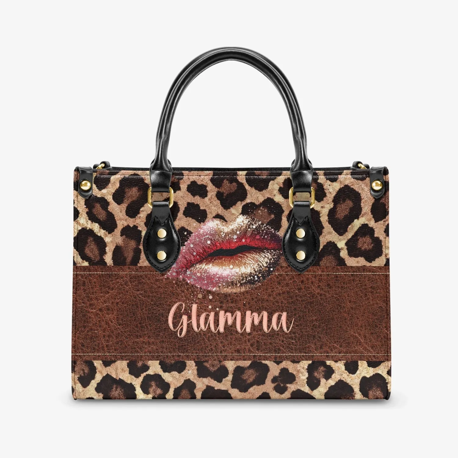 Women's Tote Bag - Leopard Print, Lips, Glamma