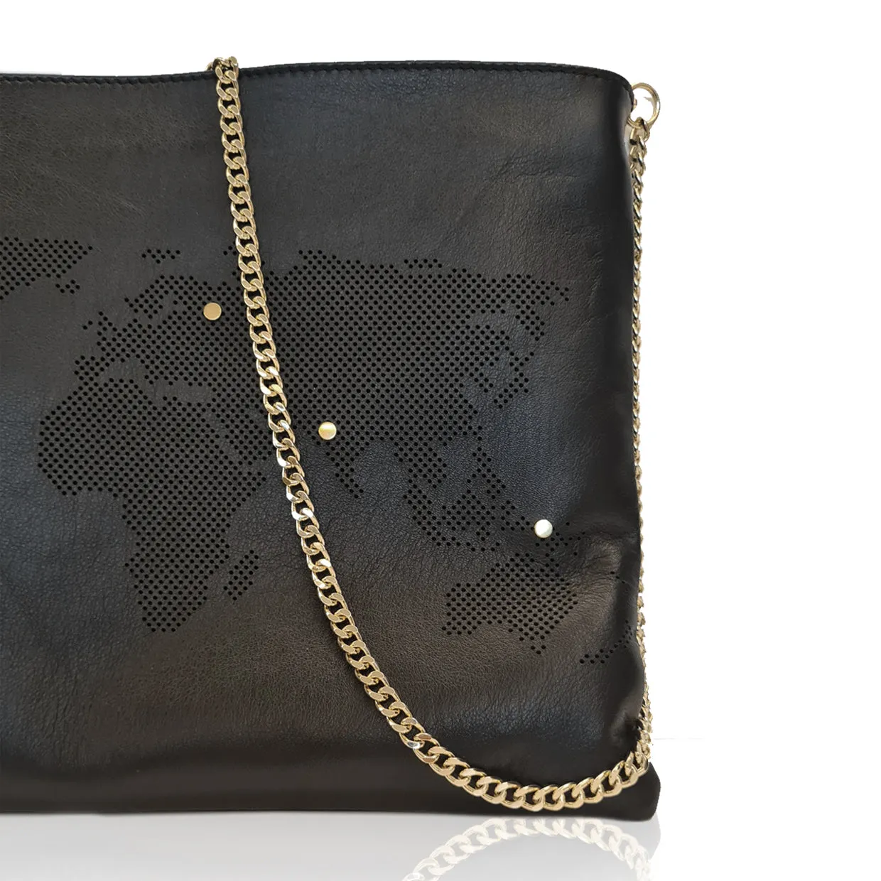 WORLD MAP CLUTCH BLACK