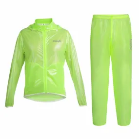 WOSAWE Waterproof Windproof Green Cycling Rain Coats Jackets Set