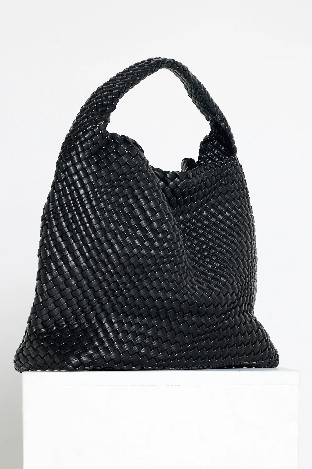 Woven Slouch Bag & Clutch - Black