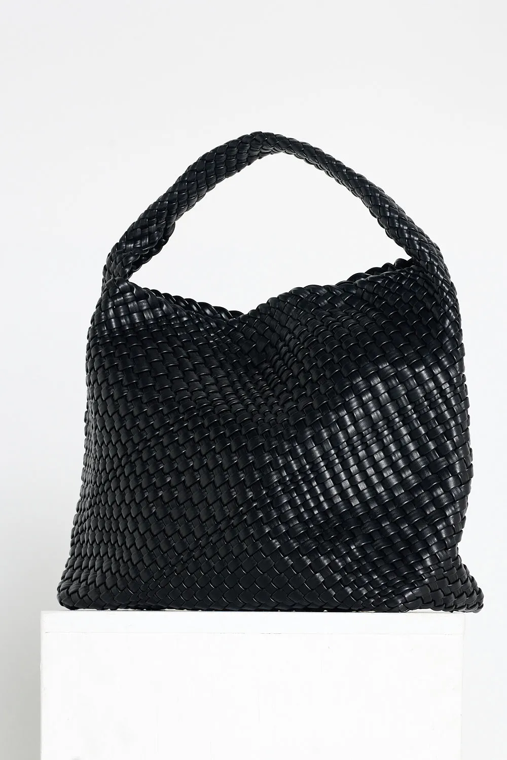 Woven Slouch Bag & Clutch - Black