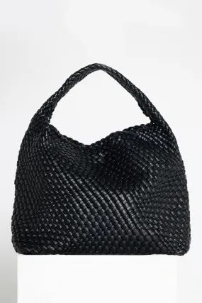 Woven Slouch Bag & Clutch - Black