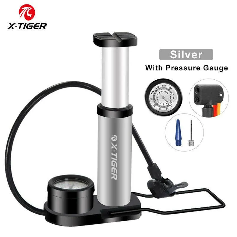 X-TIGER Portable Bike Pump High Pressure Pedal Bicycle Foot Pump Ultra-Light Aluminum Alloy MTB Bike Tire Inflator Accessories