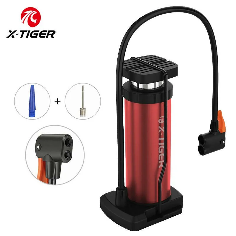 X-TIGER Portable Bike Pump High Pressure Pedal Bicycle Foot Pump Ultra-Light Aluminum Alloy MTB Bike Tire Inflator Accessories