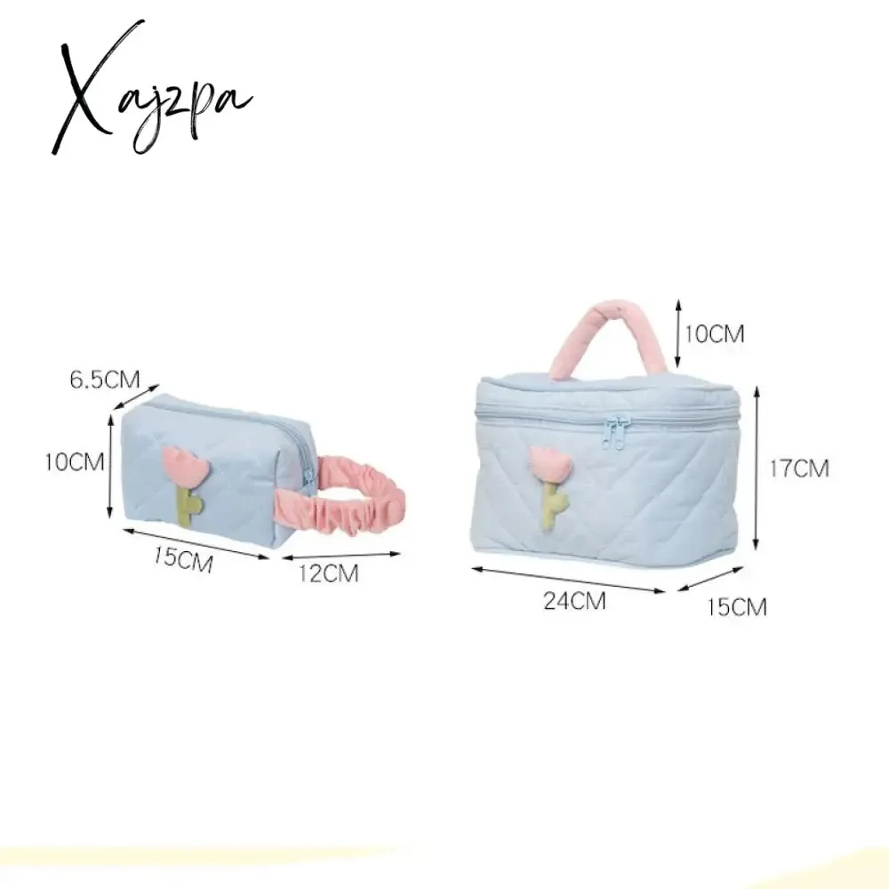 Xajzpa - Women's Tulip Flowers Pouch Ins Large Capacity Travel Cosmetic Bag Corduroy Zipper Toiletry Bags Portable Storage Box