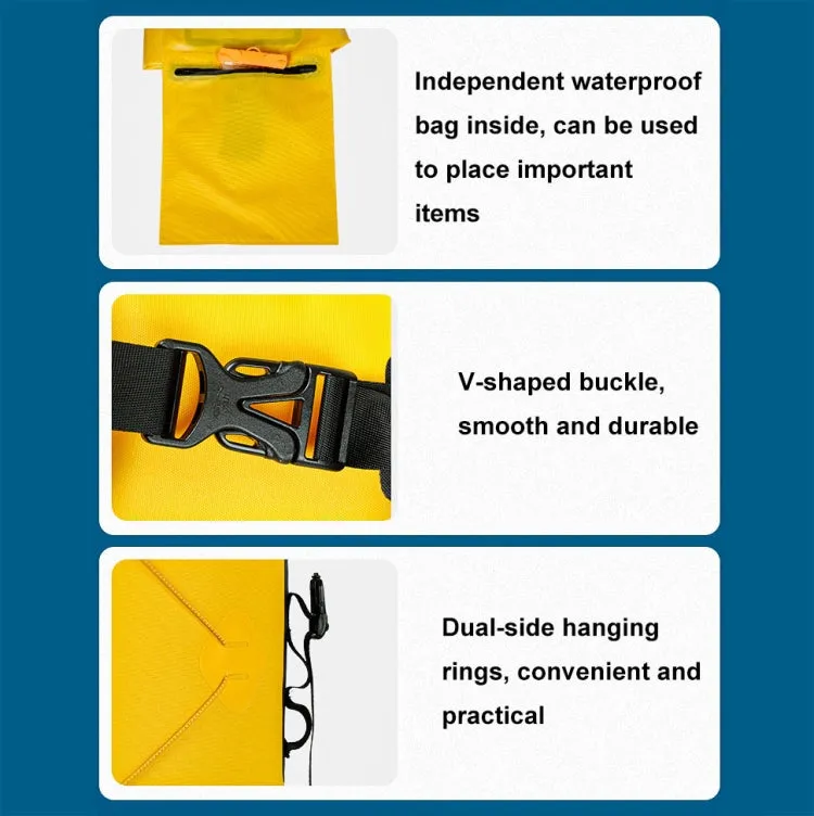 XINDA XD-BAG19 IPX7 Waterproof Outdoor Stream Tracing Backpack Diving Bag, Color: Yellow-16L